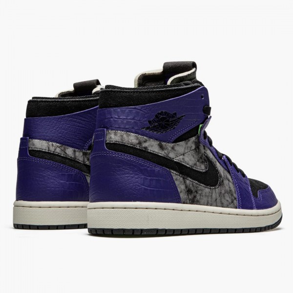 Blå  Jordan 1 High Zoom Air CMFT Bayou Boys DC2133-500 Court Purple/Svart-Electric Grønn Dame/Herre Sneakers