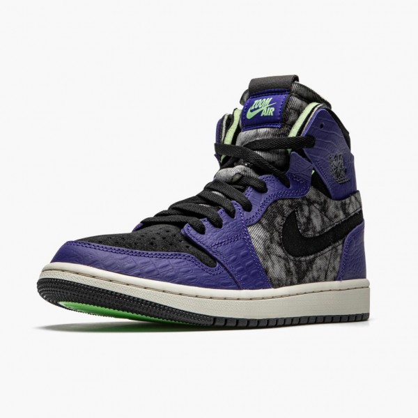 Blå  Jordan 1 High Zoom Air CMFT Bayou Boys DC2133-500 Court Purple/Svart-Electric Grønn Dame/Herre Sneakers