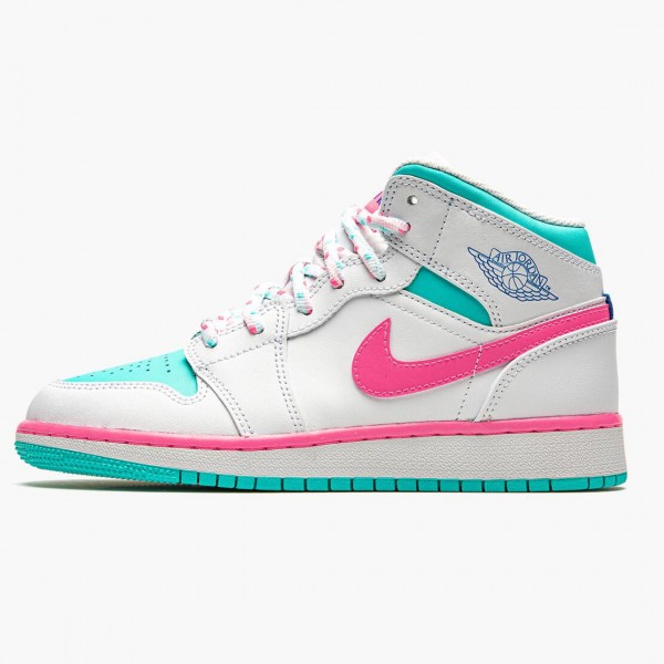 Jordan 1 Mid "Digital Pink" Dame Hvit/Digital Rosa-Aurora Gree 555112 102 