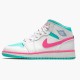 Hvit  Jordan 1 Mid Digital Pink Dame Hvit/Digital Rosa-Aurora Gree 555112 102 Sneakers