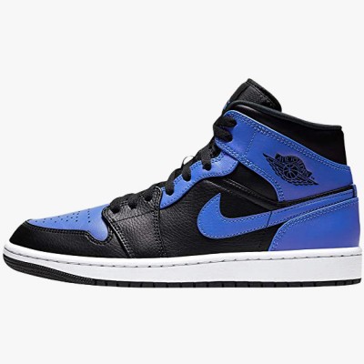 Jordan 1 Mid "Hyper Royal" Tumbled Leather 554724-077 Dame/Herre