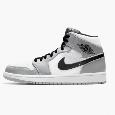 Jordan 1 Mid "Light Smoke Grey" Light Smoke Grå/Svart-Hvit 554724 092 Dame/Herre 