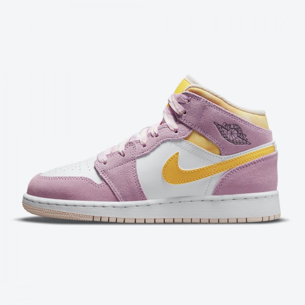 Jordan 1 Mid SE GS "Arctic Pink" DC9517 600 Light Arctic Rosa University Gull-Hvit Dame