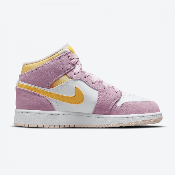 Jordan 1 Mid SE GS "Arctic Pink" DC9517 600 Light Arctic Rosa University Gull-Hvit Dame