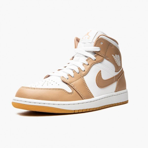 Svart  Jordan 1 Mid Tan Gum Dame/Herre 554724 271 Sneakers