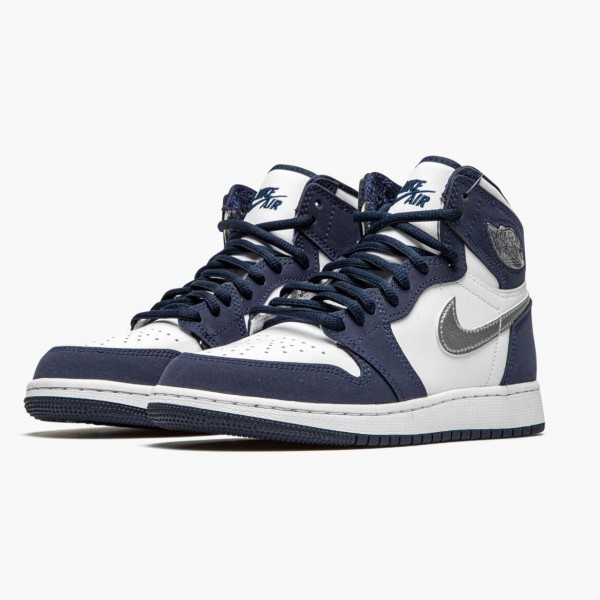 Jordan 1 Retro High COJP "Midnight Navy" Dame/Herre Hvit/Midnight Marinen/Metallic S DC1788 100 