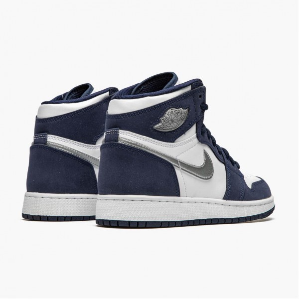 Butikk  Jordan 1 Retro High COJP Midnight Navy Dame/Herre Hvit/Midnight Marinen/Metallic S DC1788 100 Sneakers