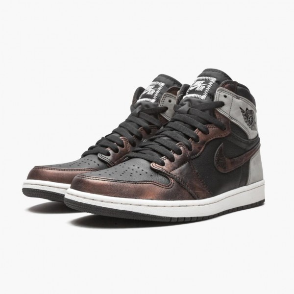 Jordan 1 Retro High "Light Army Rust Shadow Patina" 555088-033 Svart/Grå-Rust Dame/Herre