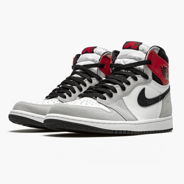 Jordan 1 Retro High OG "Light Smoke Grey" Hvit/Svart-Light Smoke Grå-V 555088 126 Dame/Herre 