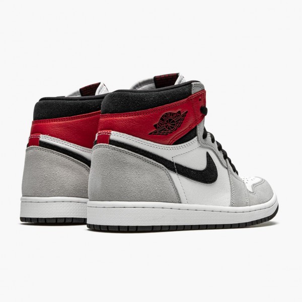 Blå  Jordan 1 Retro High OG Light Smoke Grey Hvit/Svart-Light Smoke Grå-V 555088 126 Dame/Herre Sko