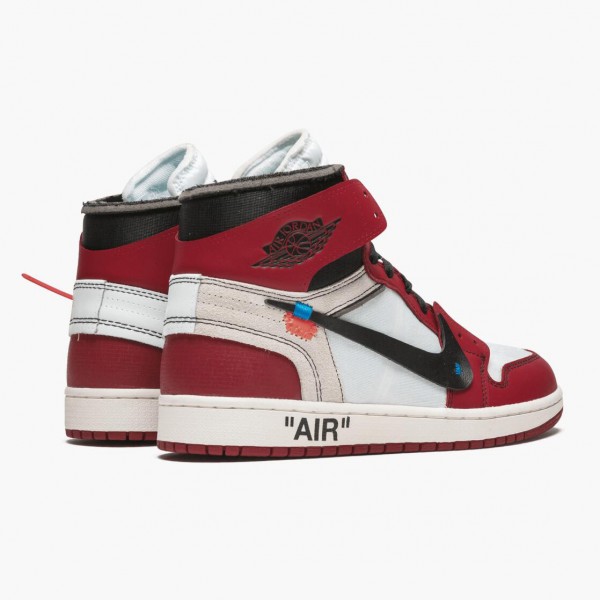 Hvit  Jordan 1 Retro High Off-White Chicago Dame/Herre AA3834 101 Hvit/Svart-Varsity Rød Sneakers