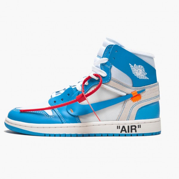 Jordan 1 Retro High Off-White "University Blue" Dame/Herre AQ0818 148 Hvit/Dark Powder Blå-Cone