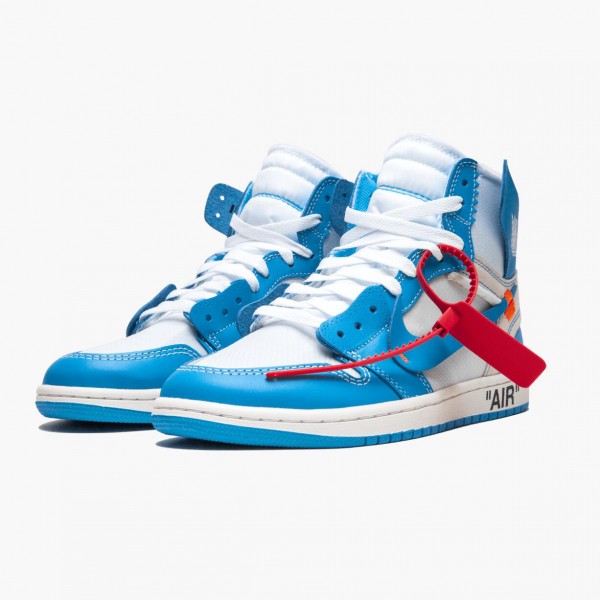 Jordan 1 Retro High Off-White "University Blue" Dame/Herre AQ0818 148 Hvit/Dark Powder Blå-Cone