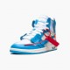 Rabatt  Jordan 1 Retro High Off-White University Blue Dame/Herre AQ0818 148 Hvit/Dark Powder Blå-Cone Sko