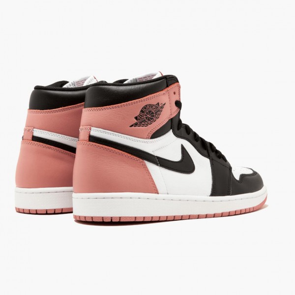 Svart  Jordan 1 Retro High Rust Pink Dame/Herre Hvit/Svart-Rust Rosa 861428 101 Sneakers