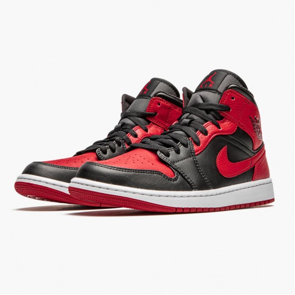 Jordan 1 Mid Banned (2020) 554724 074 Svart/University Rød-Svart-Whi Dame/Herre 