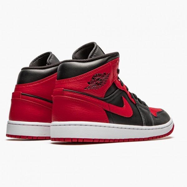 Het  Jordan 1 Mid Banned (2020) 554724 074 Svart/University Rød-Svart-Whi Dame/Herre Sneakers