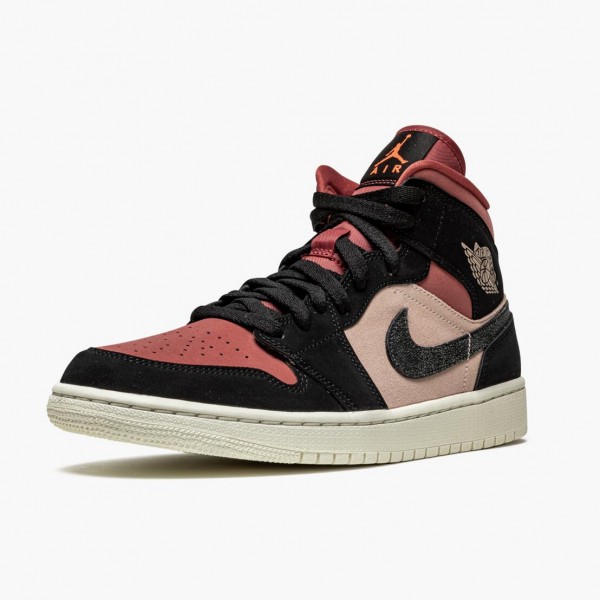 Ny  Jordan 1 Mid Canyon Rust BQ6472 202 Particle Beige/Svart Dame Sneakers