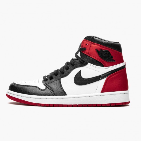 Jordan 1 High OG "Satin Black Toe" Svart/Svart-Hvit-Varsity Rød CD0461 016 Dame/Herre 