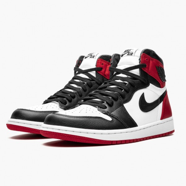 Jordan 1 High OG "Satin Black Toe" Svart/Svart-Hvit-Varsity Rød CD0461 016 Dame/Herre 