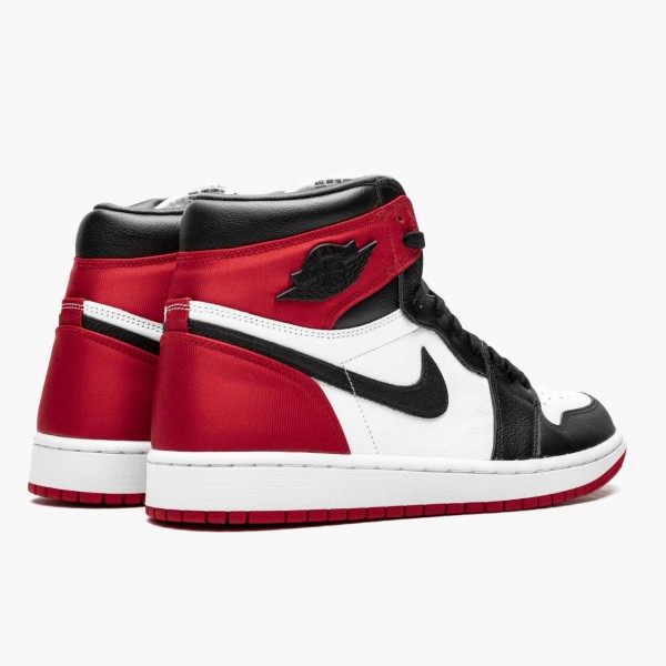 Kjøp  Jordan 1 High OG Satin Black Toe Svart/Svart-Hvit-Varsity Rød CD0461 016 Dame/Herre Sneakers