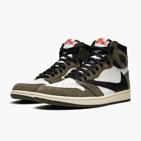 Jordan 1 High OG TS SP "Travis Scott" Sail/Dark Mocha-University Rød CD4487 100 Dame/Herre