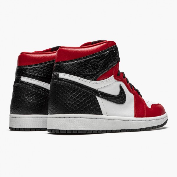 Blå  Jordan 1 High Retro Dame Satin Snake Gym Rød/Whte-Svart CD0461 601 Dame/Herre Sneakers