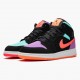 Blå  Jordan 1 Mid Candy Svart/Total Oransje 554725 083 Dame/Herre Sneakers