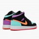 Blå  Jordan 1 Mid Candy Svart/Total Oransje 554725 083 Dame/Herre Sneakers