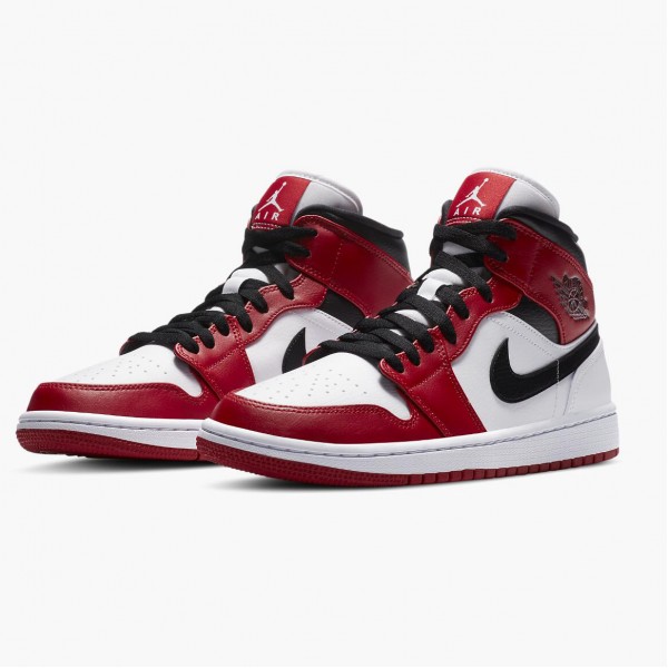 Jordan 1 Mid "Chicago 2020" Hvit/Gym Rød-Svart 554724 173 Dame/Herre