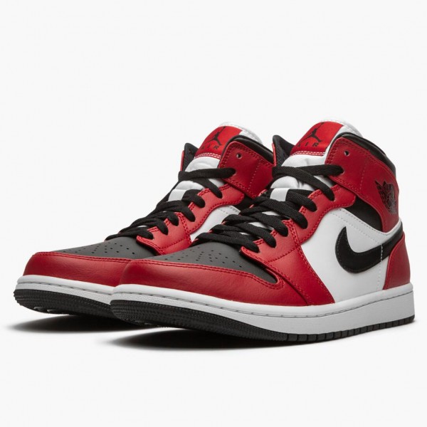 Jordan 1 Mid "Chicago Black Toe" Svart/Gym Rød-Hvit 554724 069