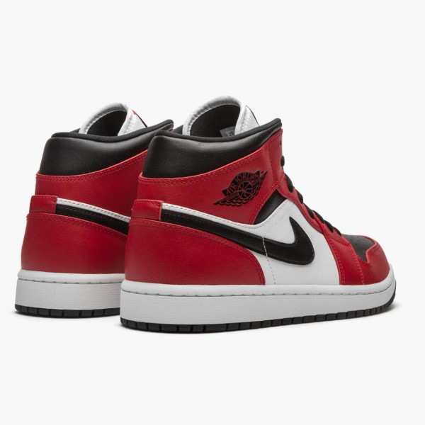 Ny  Jordan 1 Mid Chicago Black Toe Svart/Gym Rød-Hvit 554724 069 Sko