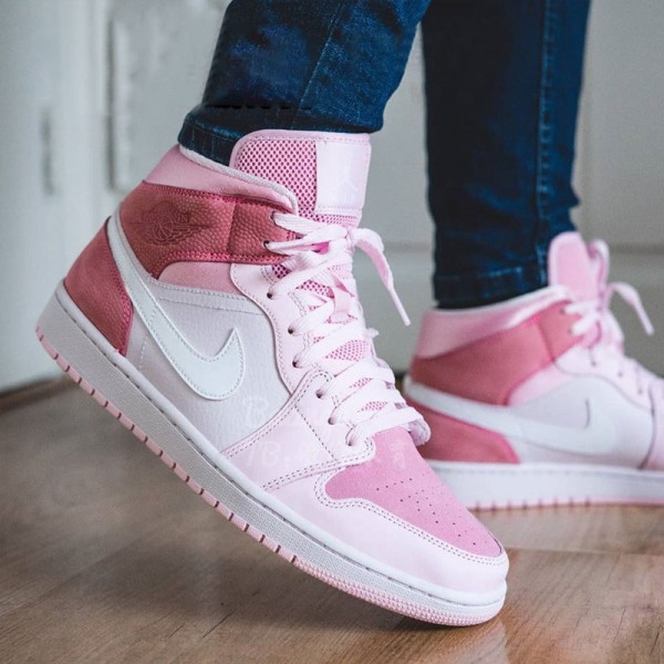 Jordan 1 Mid "Digital Pink" Digital Rosa/Hvit-Rosa Foam-Sail CW5379 600 Dame 