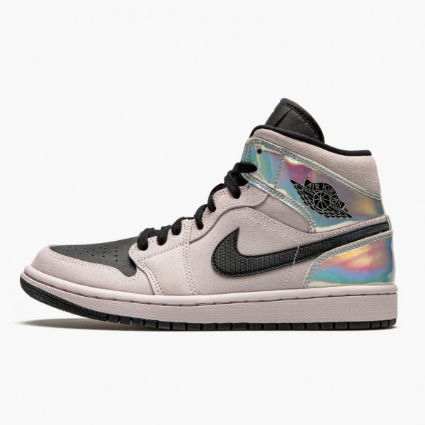 Jordan 1 Mid Dirty Powder "Iridescent" Barely Rose/Svart/Multi BQ6472 602 Dame/Herre 