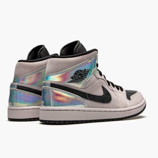 Het  Jordan 1 Mid Dirty Powder Iridescent Barely Rose/Svart/Multi BQ6472 602 Dame/Herre Sneakers