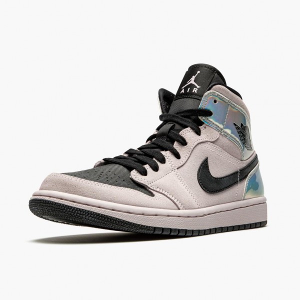 Het  Jordan 1 Mid Dirty Powder Iridescent Barely Rose/Svart/Multi BQ6472 602 Dame/Herre Sneakers