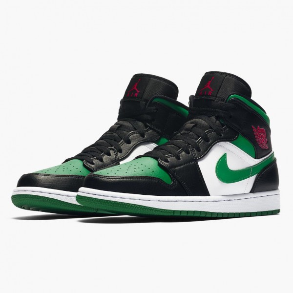 Jordan 1 Mid "Pine Green" Svart/Gym Rød-Hvit-Pine Grønn 554724 067