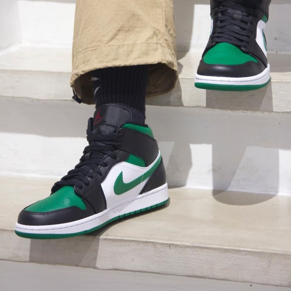 Billig  Jordan 1 Mid Pine Green Svart/Gym Rød-Hvit-Pine Grønn 554724 067 Sneakers