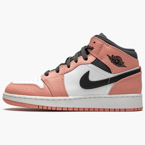 Jordan 1 Mid "Pink Quartz" Rosa Quartz/DK Smoke Grå 555112 603