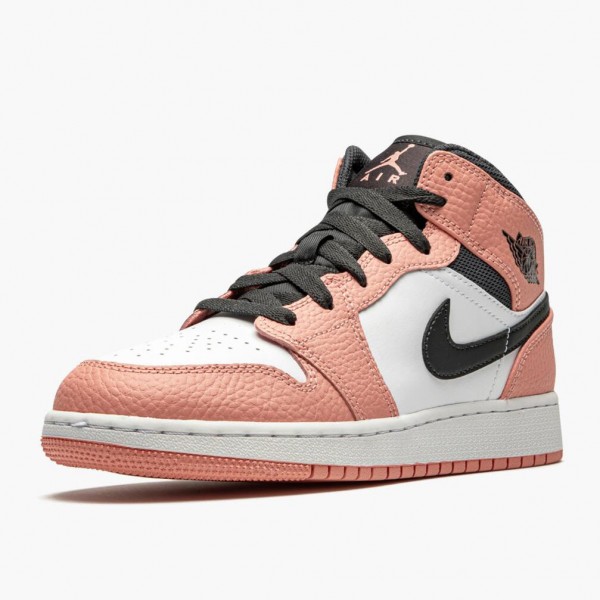 Het  Jordan 1 Mid Pink Quartz Rosa Quartz/DK Smoke Grå 555112 603 Sko