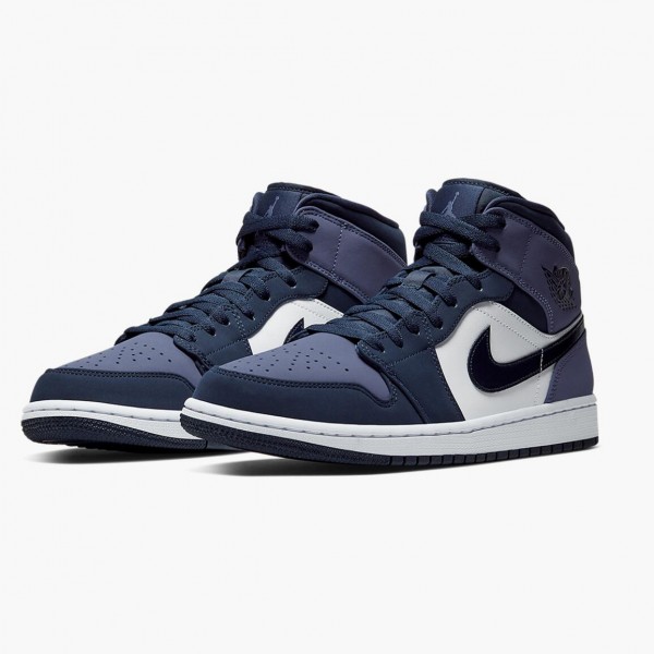 Jordan 1 Mid "Sanded Purple" Obsidian/Sanded Purple/Hvit 554724 445 Dame/Herre 