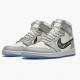 Blå  Jordan 1 Retro High Wolf Grå/Sail-Photon Dust-Whi CN8607 002 Dame/Herre Sneakers