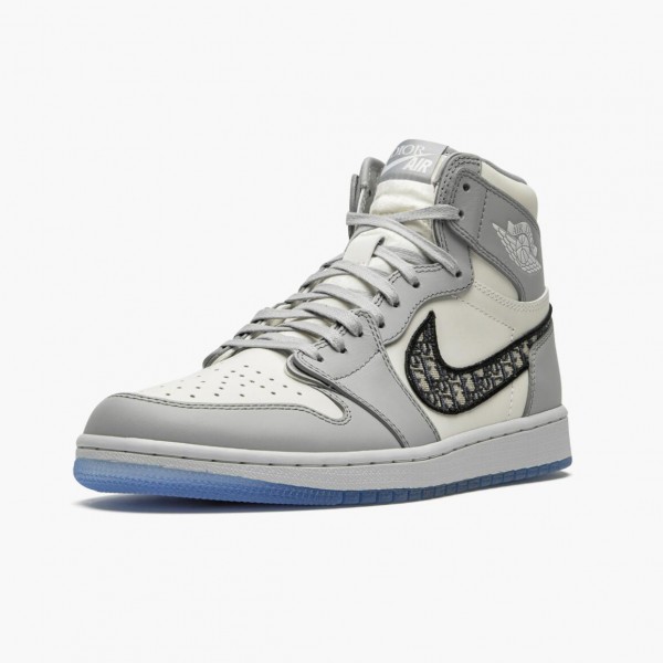 Blå  Jordan 1 Retro High Wolf Grå/Sail-Photon Dust-Whi CN8607 002 Dame/Herre Sneakers