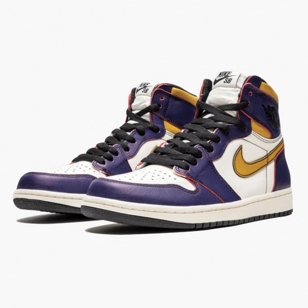 Jordan 1 Retro High OG Defiant SB "LA to Chicago" Purple/Sail-University Gull-Bl CD6578 507 Dame/Herre 