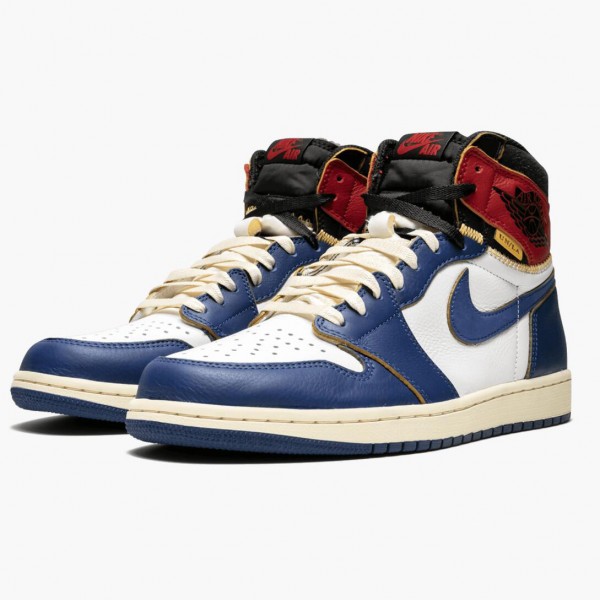 Jordan 1 Retro High Union Los Angeles "Storm Blue" Hvit/Stormblue-Varsity Rød BV1300 146 Herre 