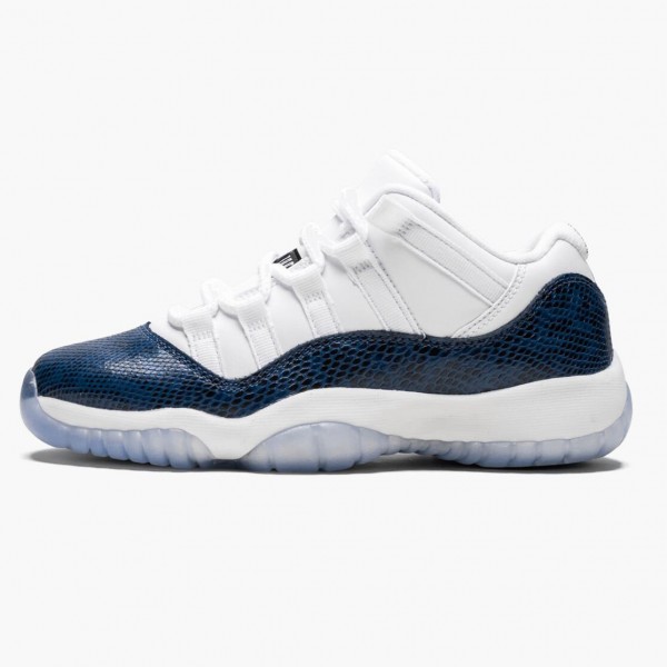 Jordan 11 Low "Navy Snakeskin" Herre CD6847 102 Hvit Svart-Marinen