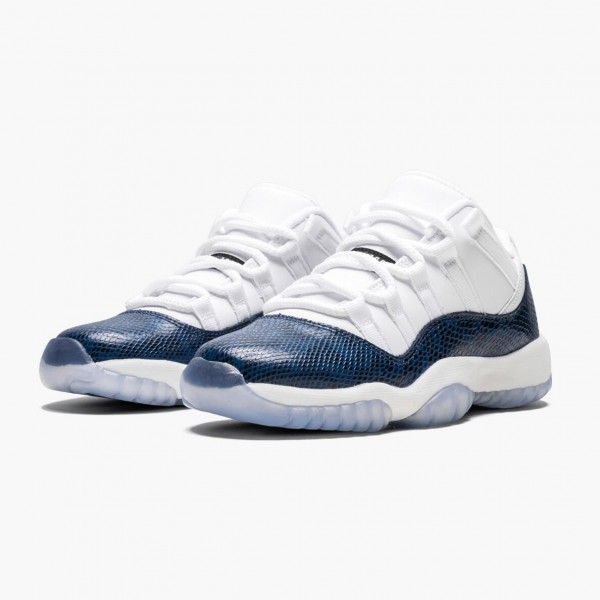 Jordan 11 Low "Navy Snakeskin" Herre CD6847 102 Hvit Svart-Marinen