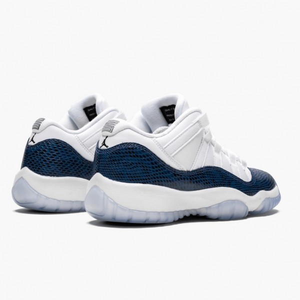 Rabatt  Jordan 11 Low Navy Snakeskin Herre CD6847 102 Hvit Svart-Marinen Sko