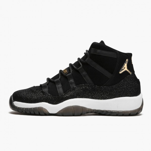 Jordan 11 Retro "Heiress Svart Stingray" Dame/Herre 852625 030 Svart/Metallic Gull-Hvit