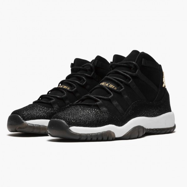 Jordan 11 Retro "Heiress Svart Stingray" Dame/Herre 852625 030 Svart/Metallic Gull-Hvit